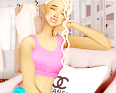 sims 4 cc finds pink top and blue shorts