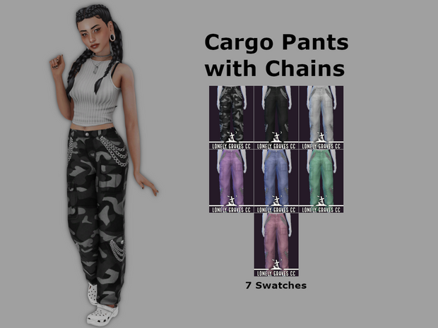 Cargo Pants with Chains sims 4