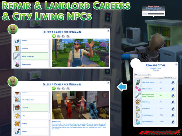 NPC Repair and Landlord Careers and City Living NPCs