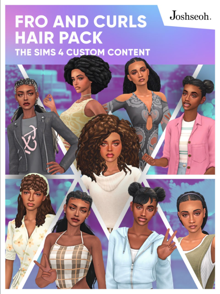 Sims 4 Afro and curls hair pack