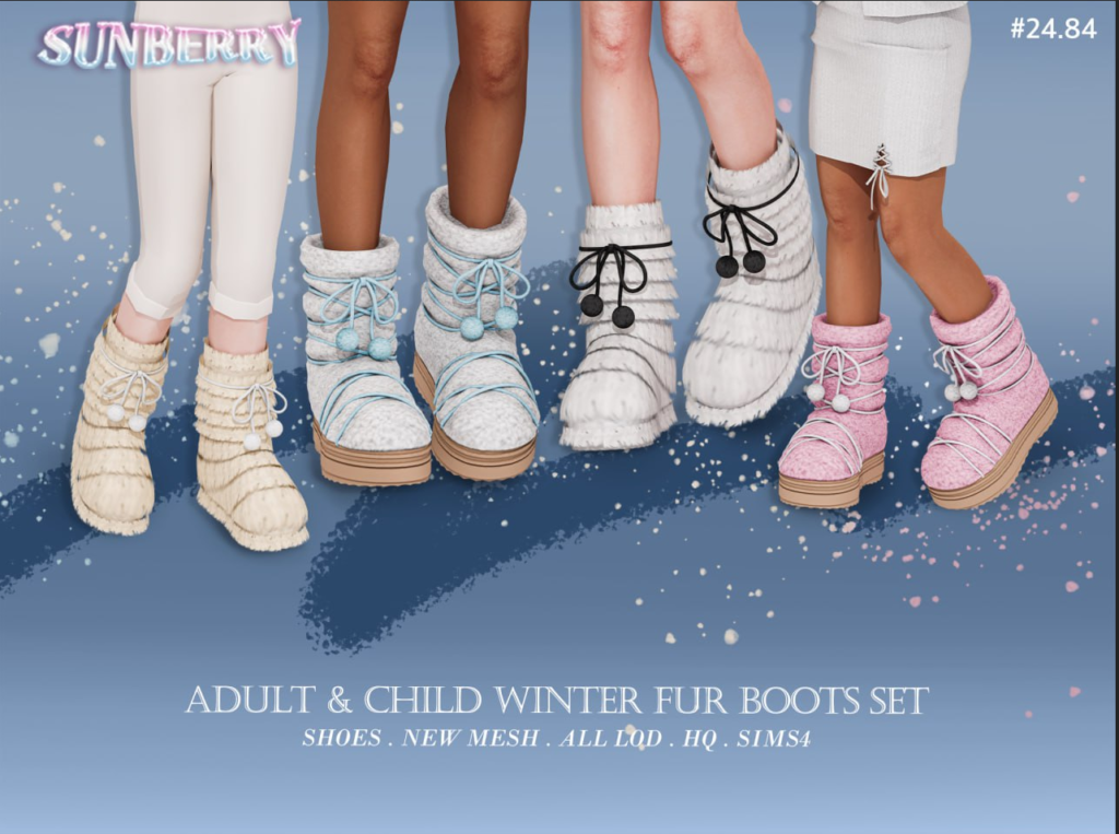 [SUNBERRY]#24.84_Adult & child Winter Fur Boots SET(Early access)