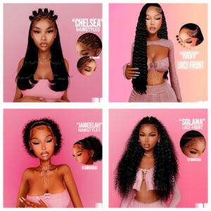 Sims 4 DarkPink Hair All In One CC Folder