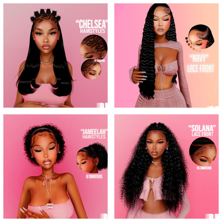 Sims 4 DarkPink Hair All In One CC Folder