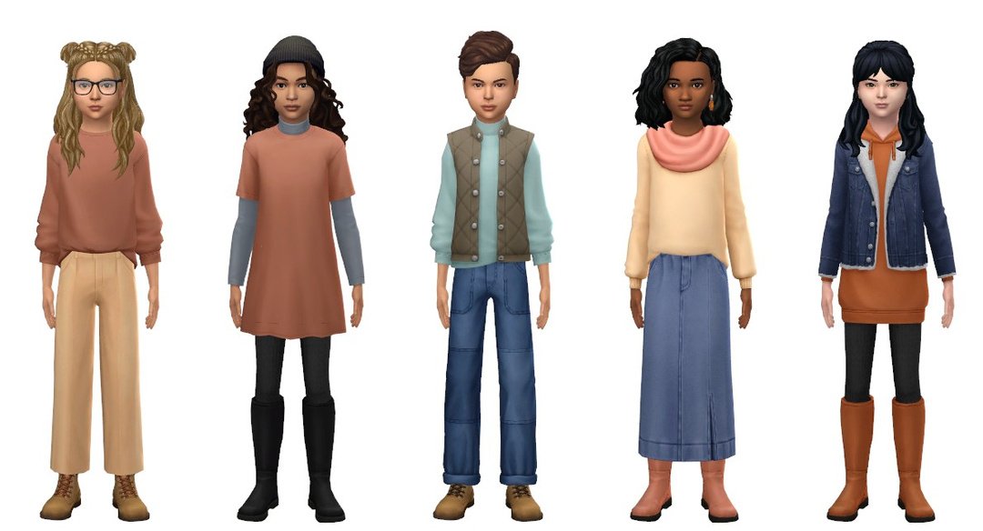 Cozy weather themed Sims 4 kids CC post image
