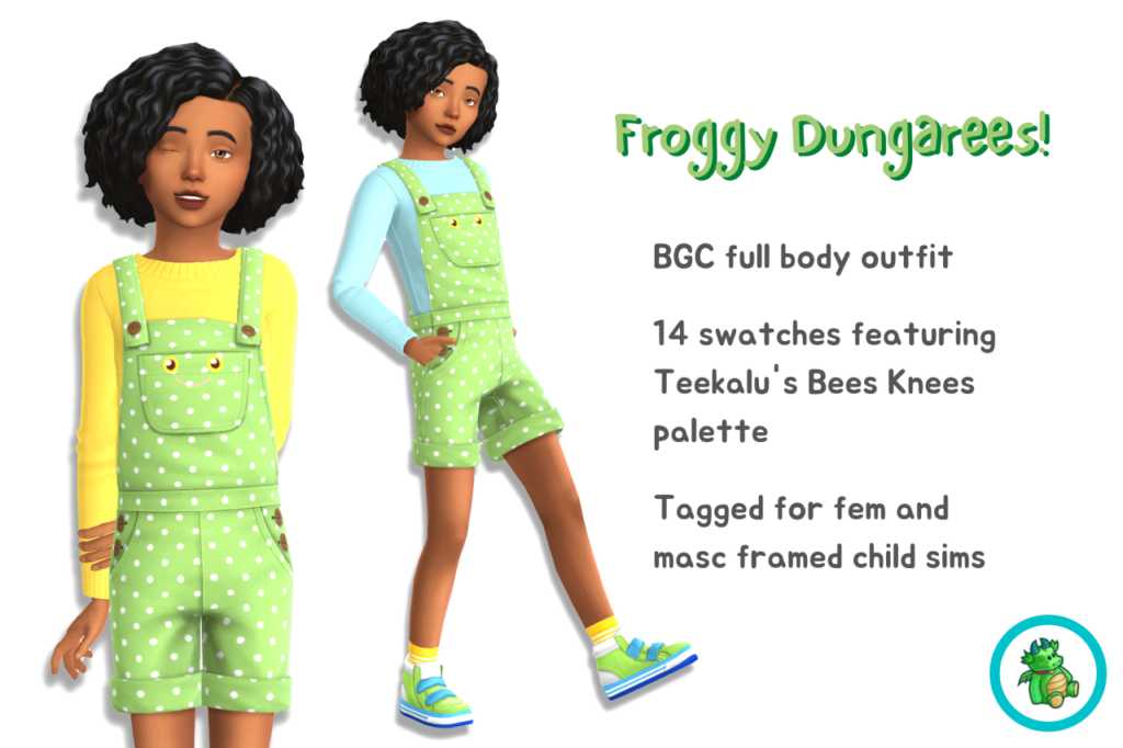 Froggy Dungarees Sims 4 kids cc