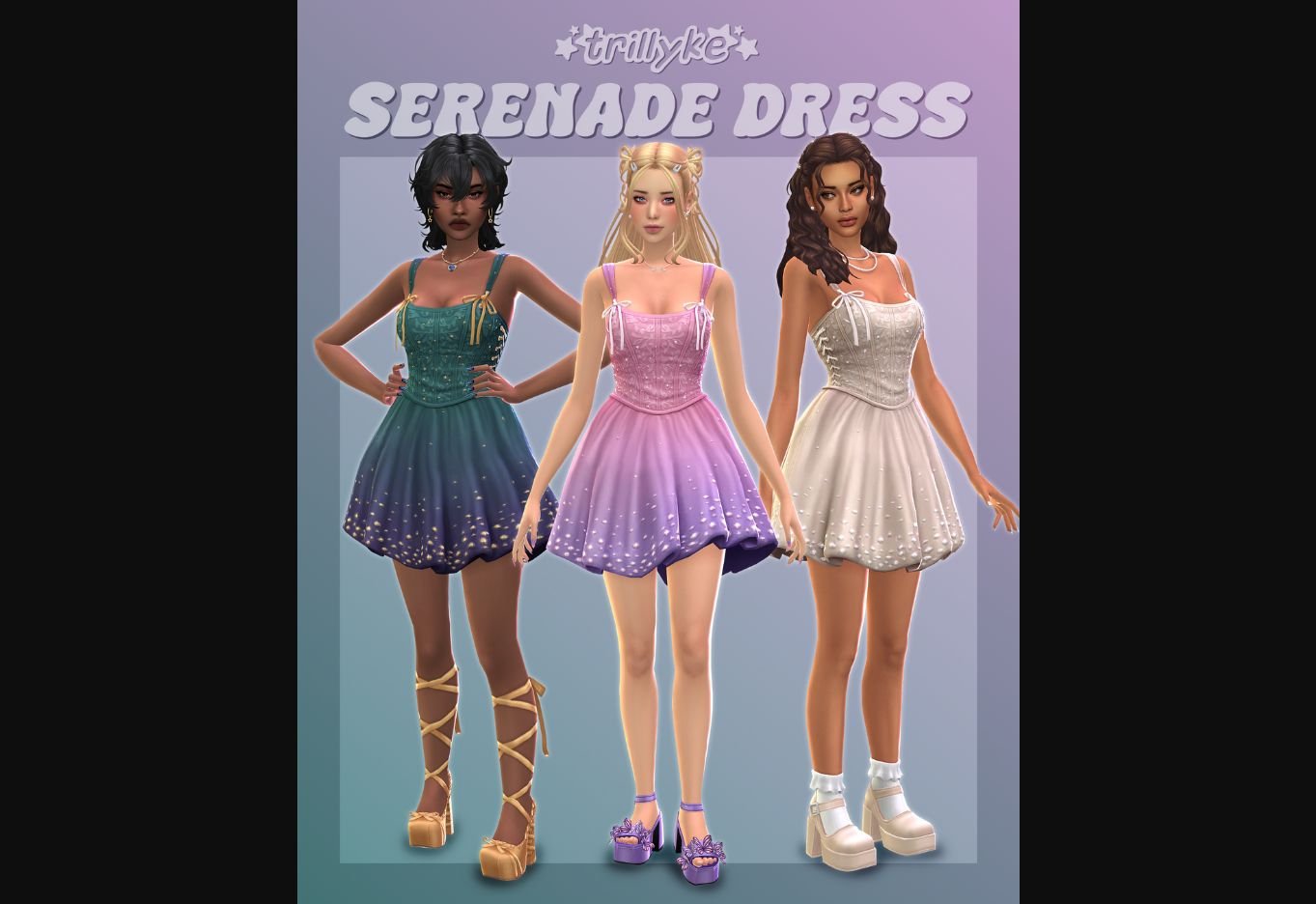 Sims 4 Serenade Dress custom content by Trillyke