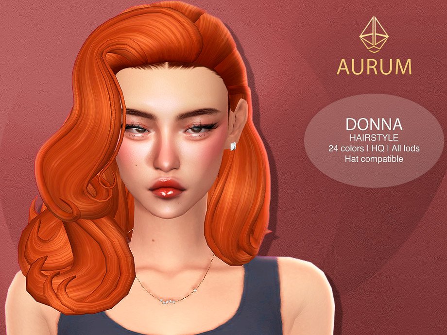 Aurum Donna Wavy Retro Hairstyle Sims 4 CC