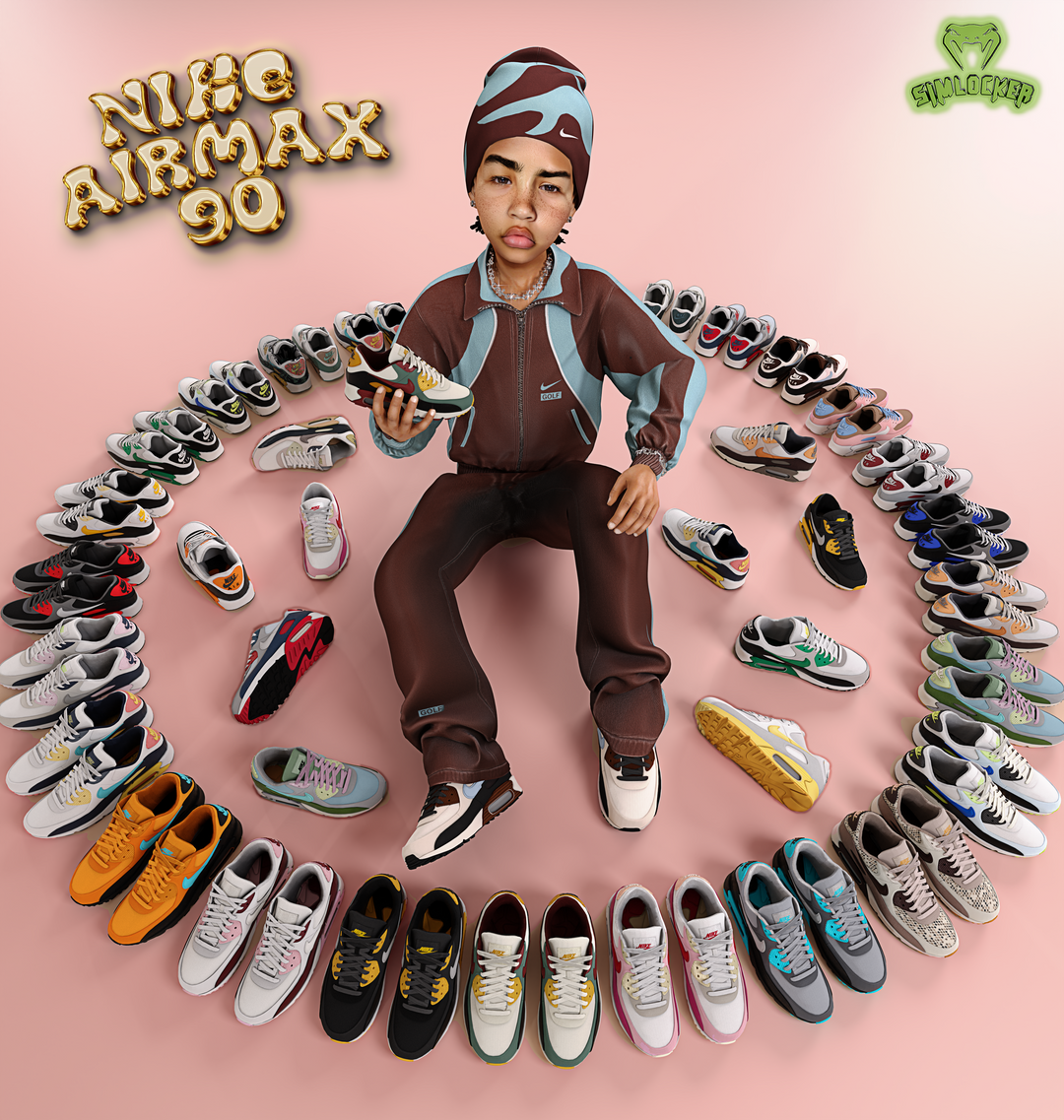 Nike Air Max 90 sneaker colourways by SimLocker for The Sims 4